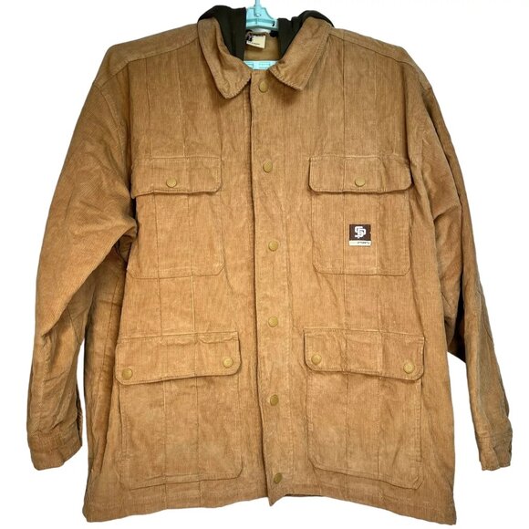 VTG Rocawear State Property Mens Brown Corduroy Hooded Field Jacket Coat Sz 3XL